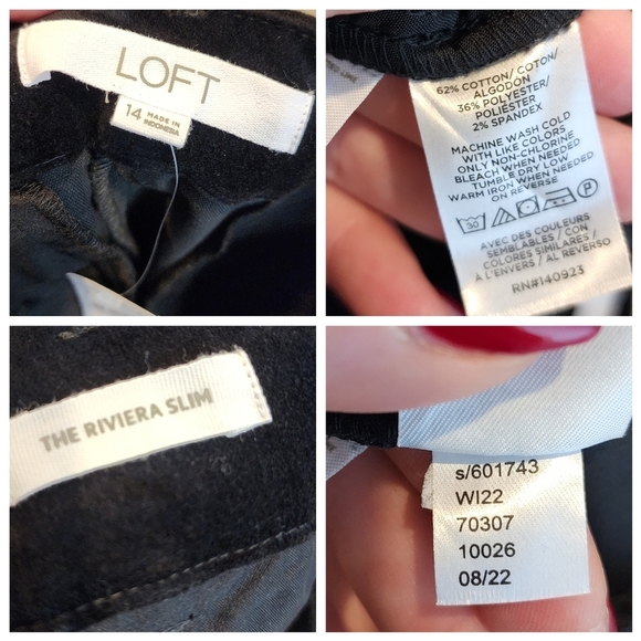NWT Loft Velvet Black Riviera Slim Pants Womens Size 14 - Picture 4 of 16
